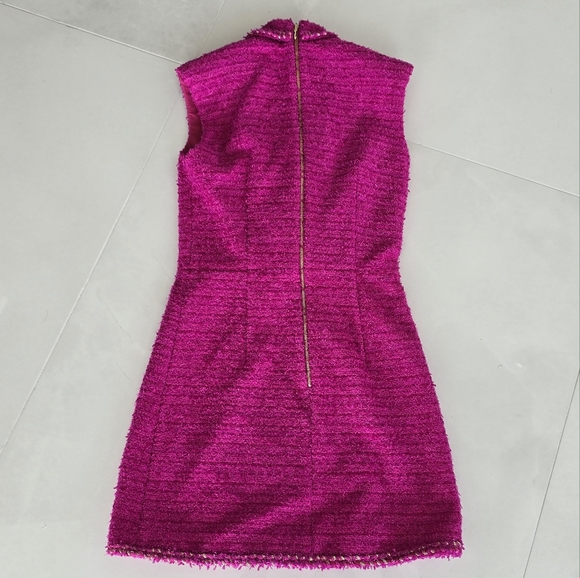 Rebecca Vallance Palais Sleeveless Tweed Blazer Mini Dress - Hot Pink - Size 4 - Picture 6 of 10